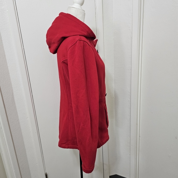 Guess Red Double-Breasted Hooded Jacket Large - Picture 16 of 16